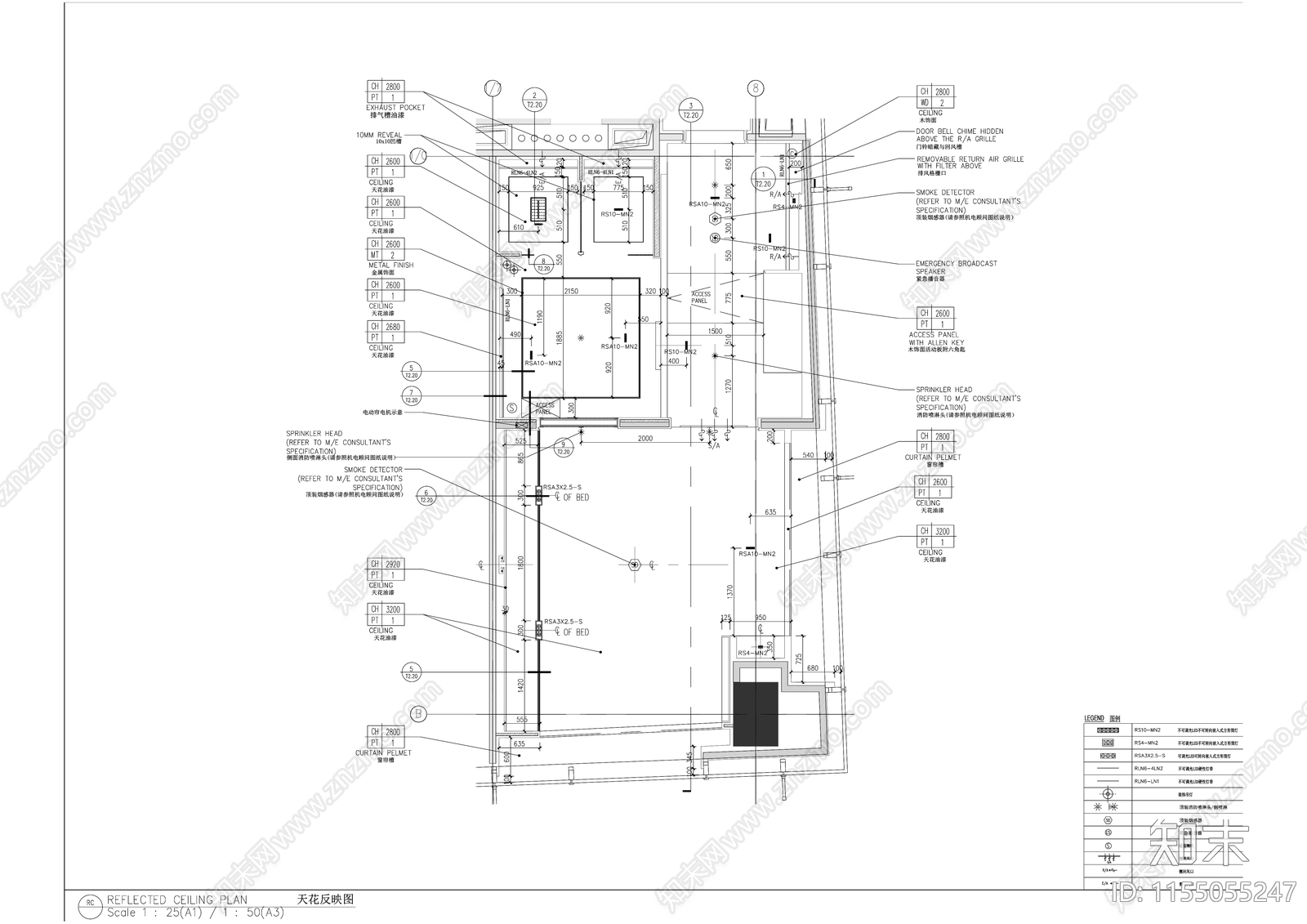 五星级酒店标准间客房室内精装修cad施工图下载【ID:1155055247】