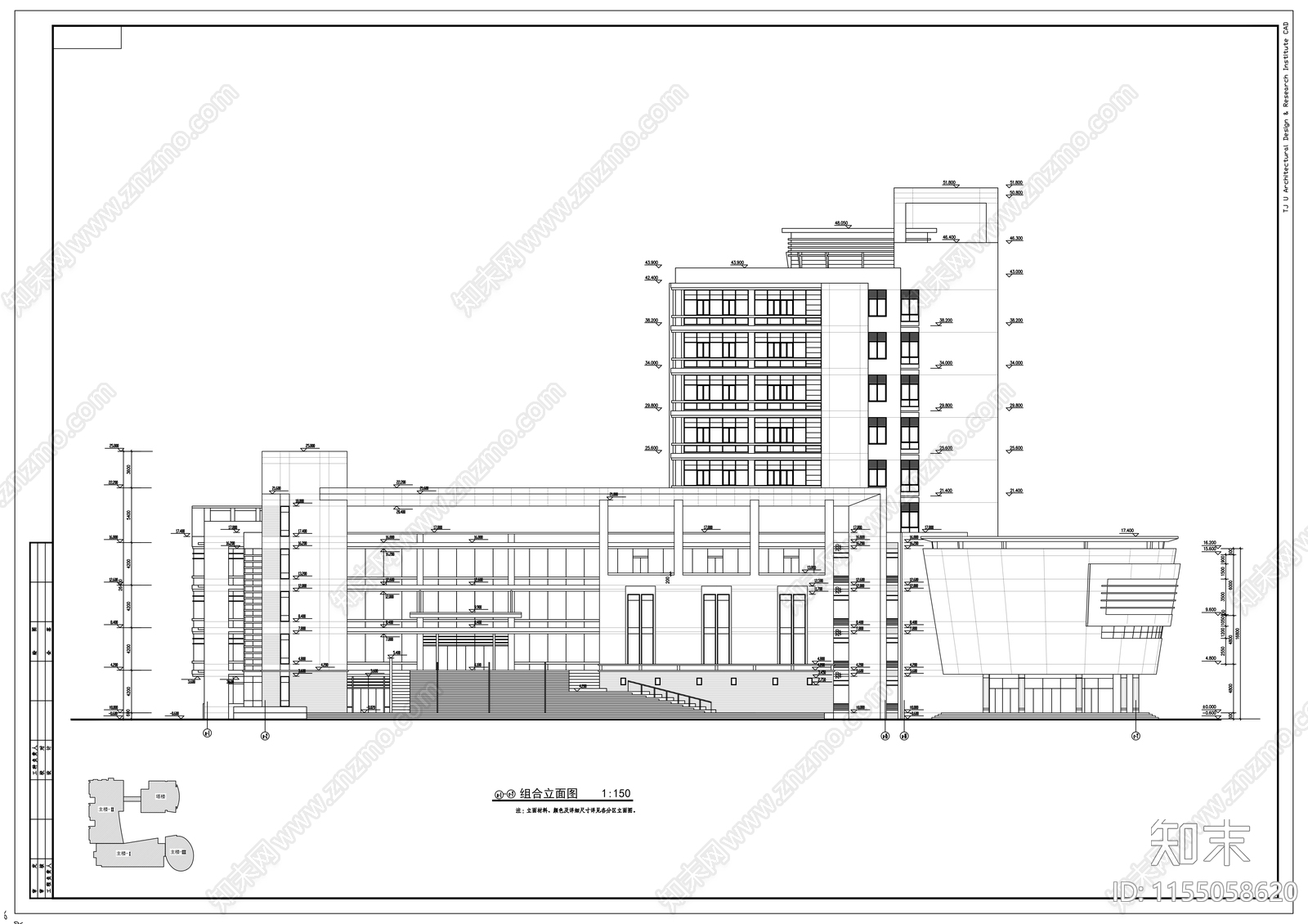 安徽大学逸夫图书馆建筑方案cad施工图下载【ID:1155058620】