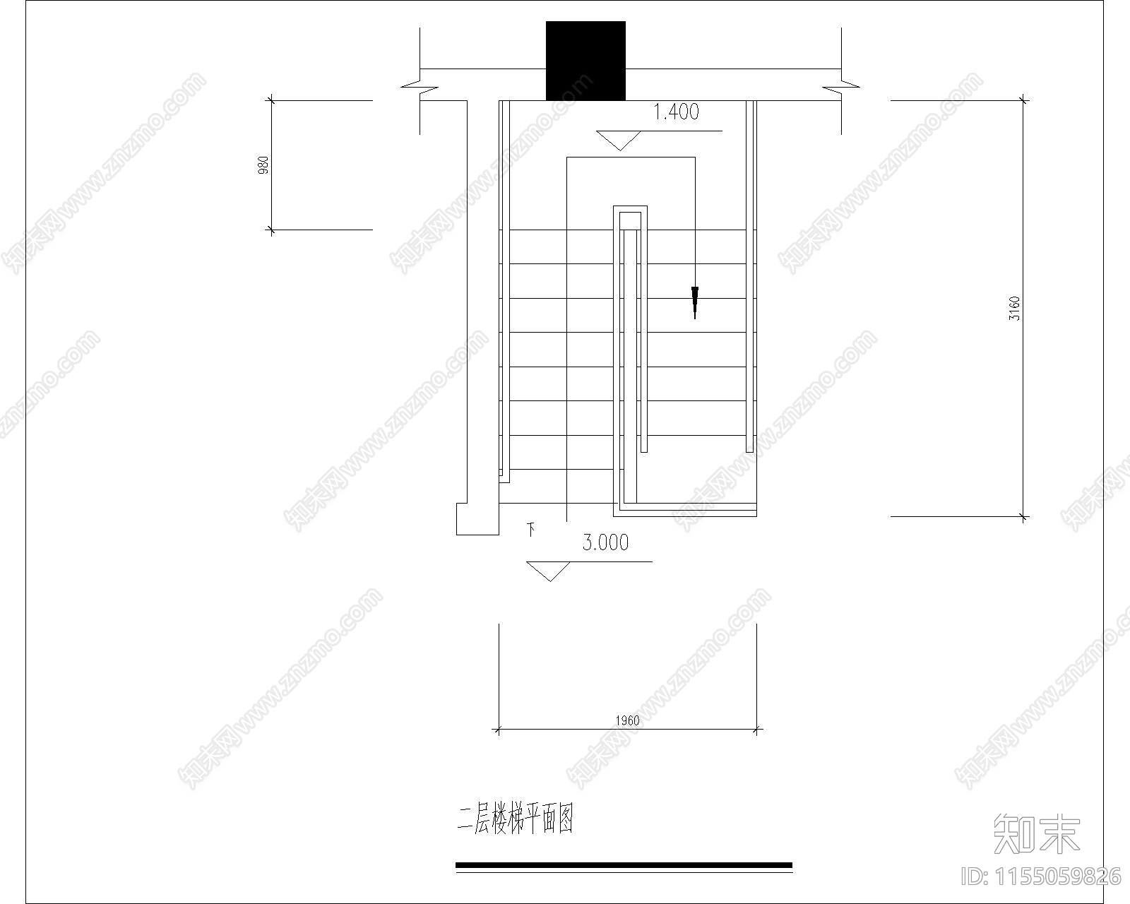 钢结构楼梯cad施工图下载【ID:1155059826】