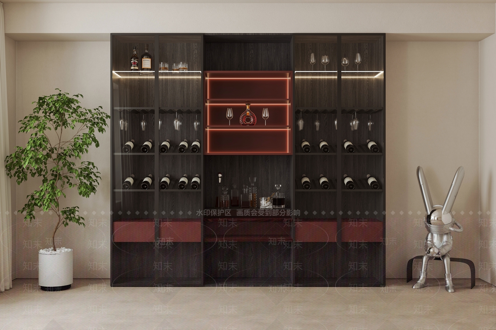 现代红酒柜3D模型下载【ID:1155062410】