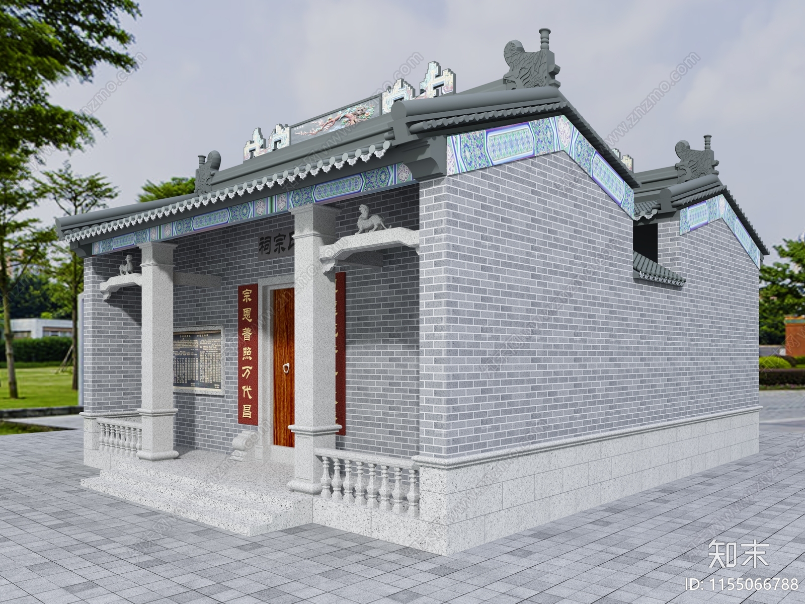 中式祠堂外观3D模型下载【ID:1155066788】