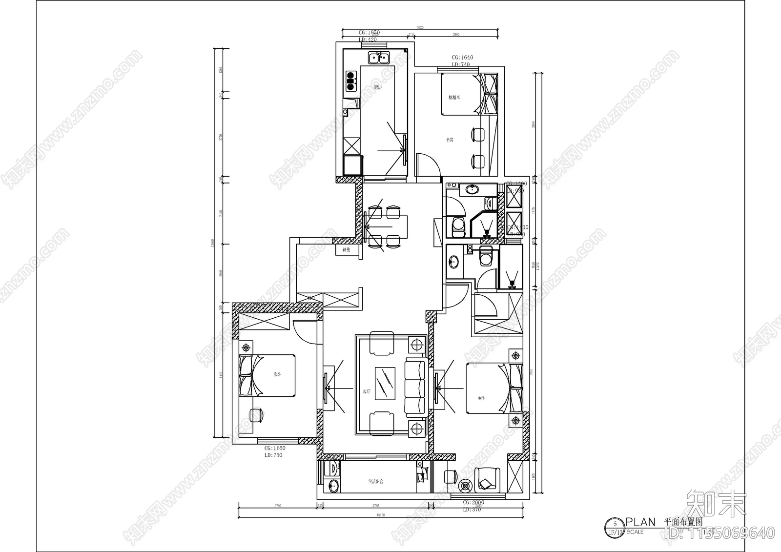 美式cad施工图下载【ID:1155069640】