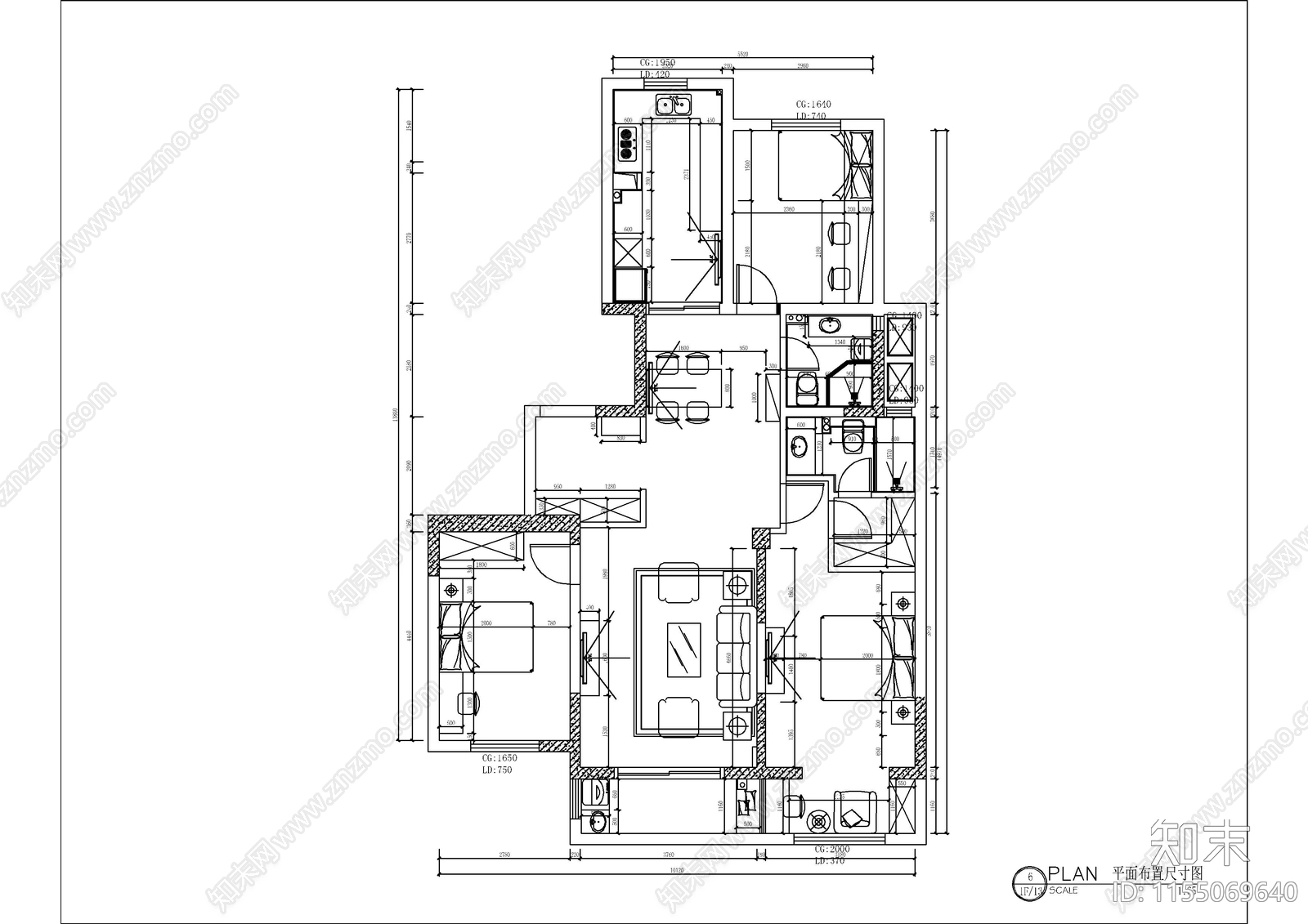 美式cad施工图下载【ID:1155069640】