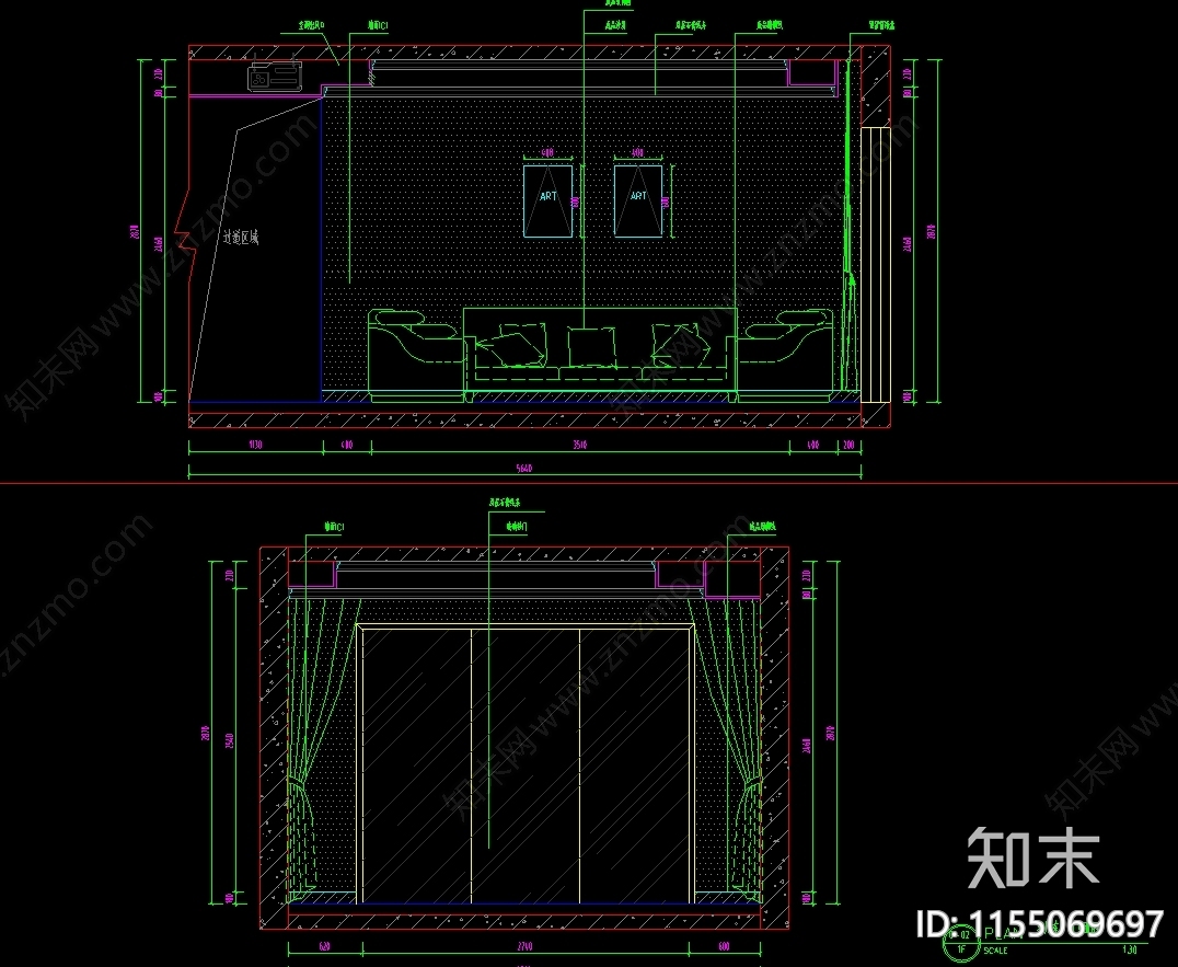 142㎡四室两厅美cad施工图下载【ID:1155069697】