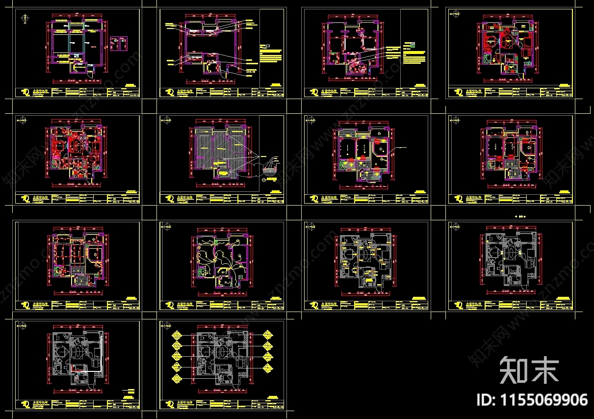 两室两厅91㎡北欧装修图cad施工图下载【ID:1155069906】