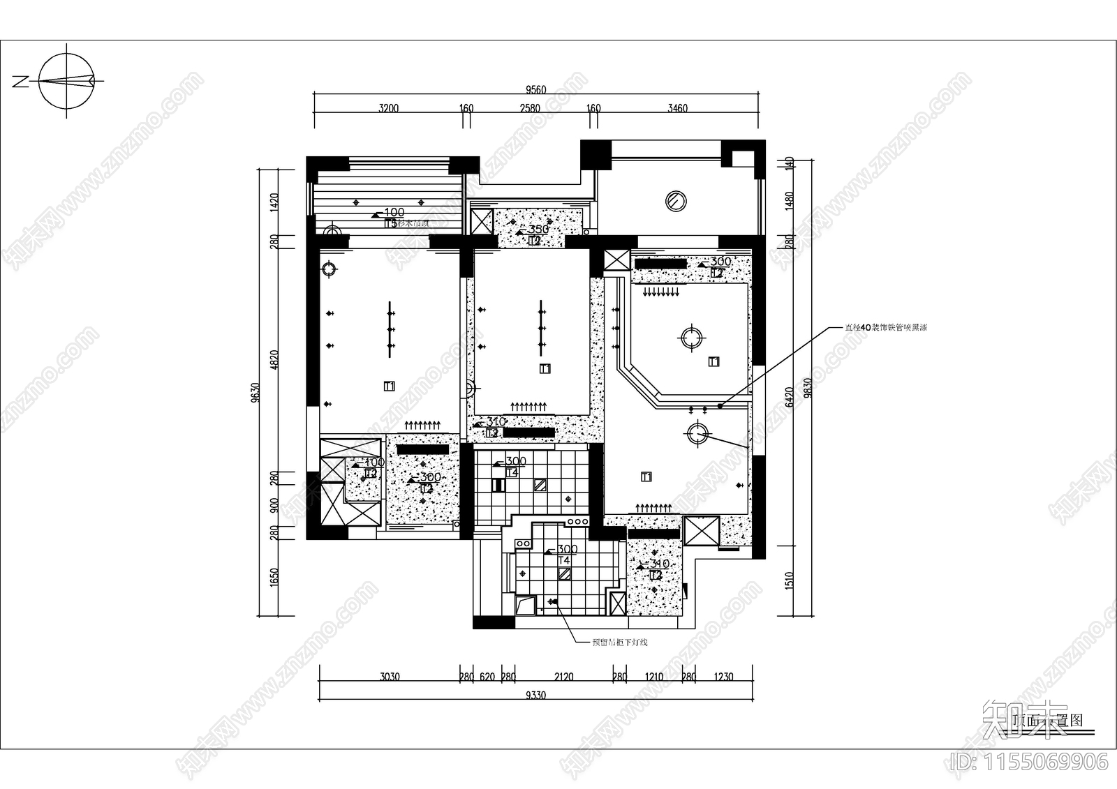 两室两厅91㎡北欧装修图cad施工图下载【ID:1155069906】