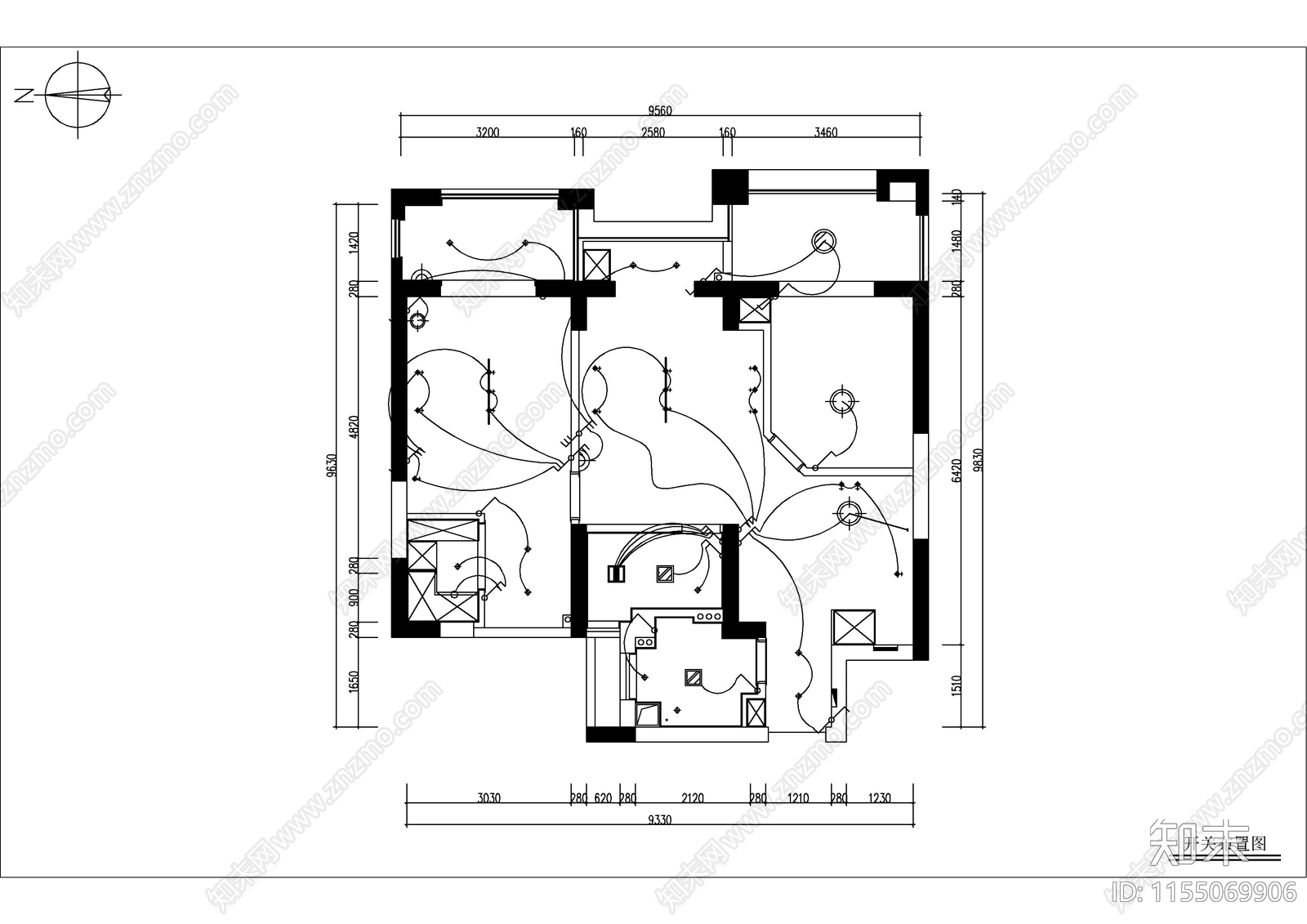 两室两厅91㎡北欧装修图cad施工图下载【ID:1155069906】