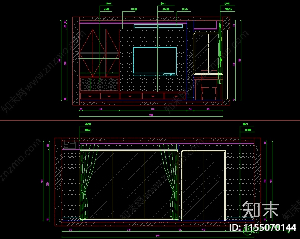 142㎡北欧cad施工图下载【ID:1155070144】