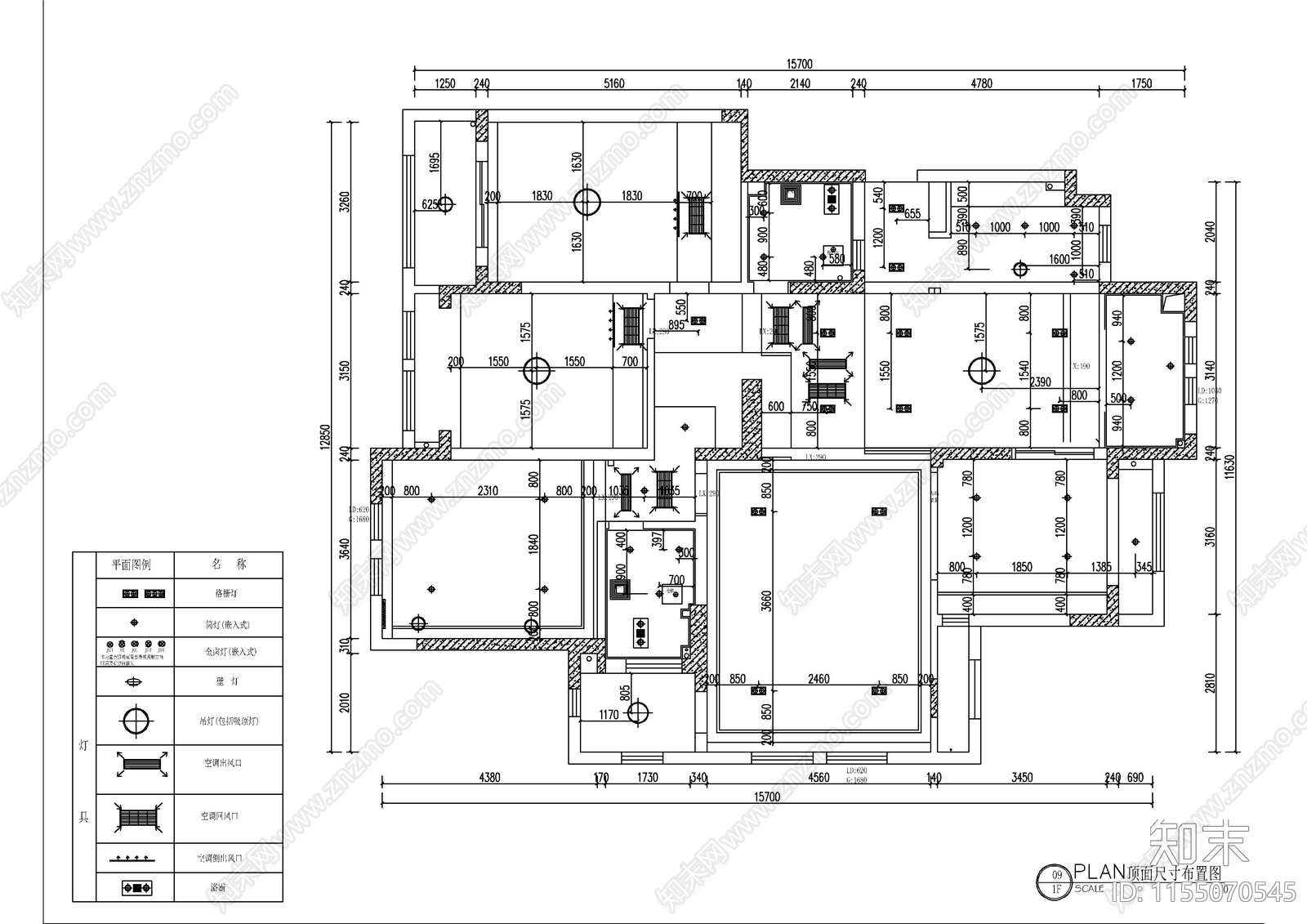 180㎡北欧四室两厅cad施工图下载【ID:1155070545】