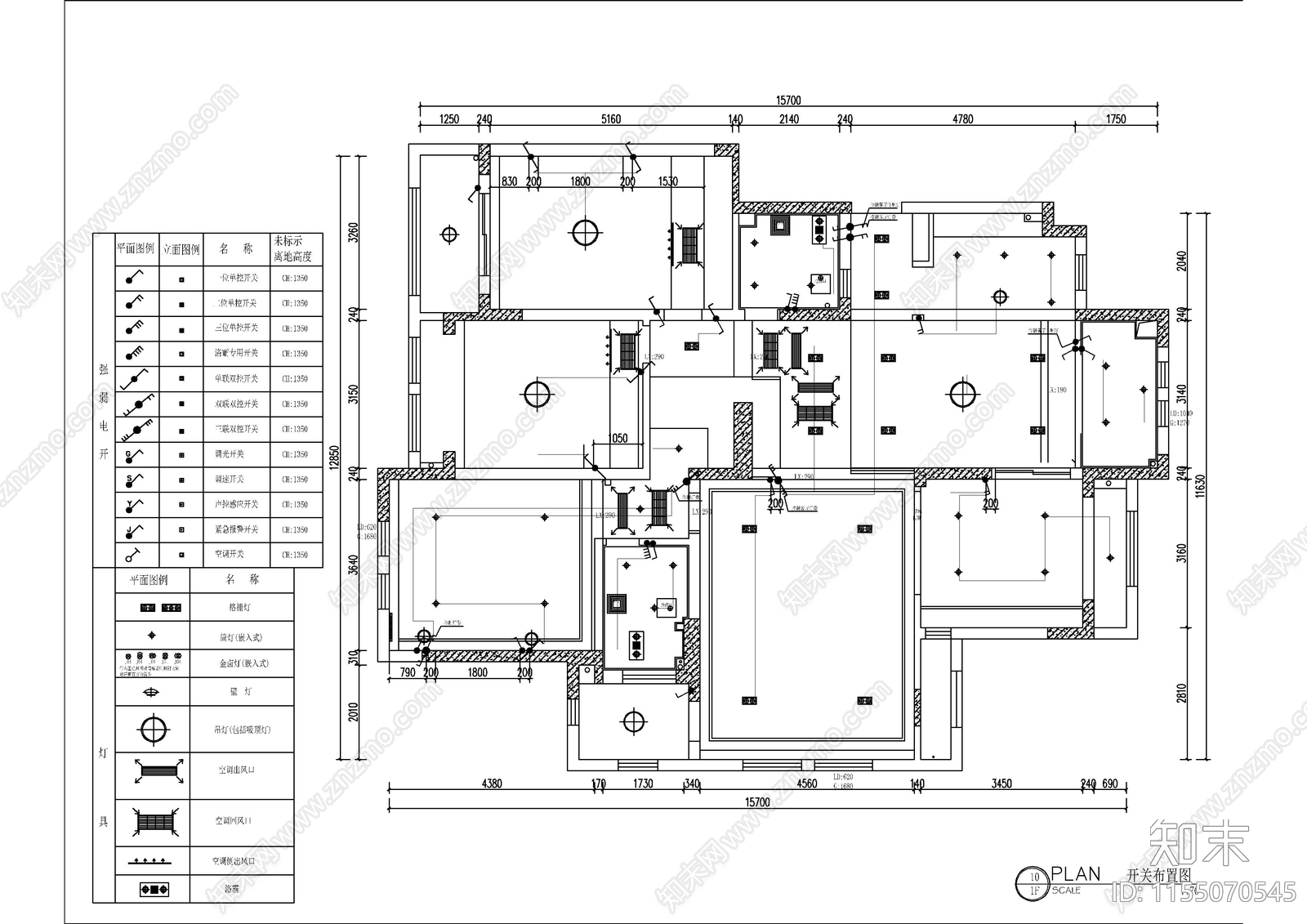 180㎡北欧四室两厅cad施工图下载【ID:1155070545】