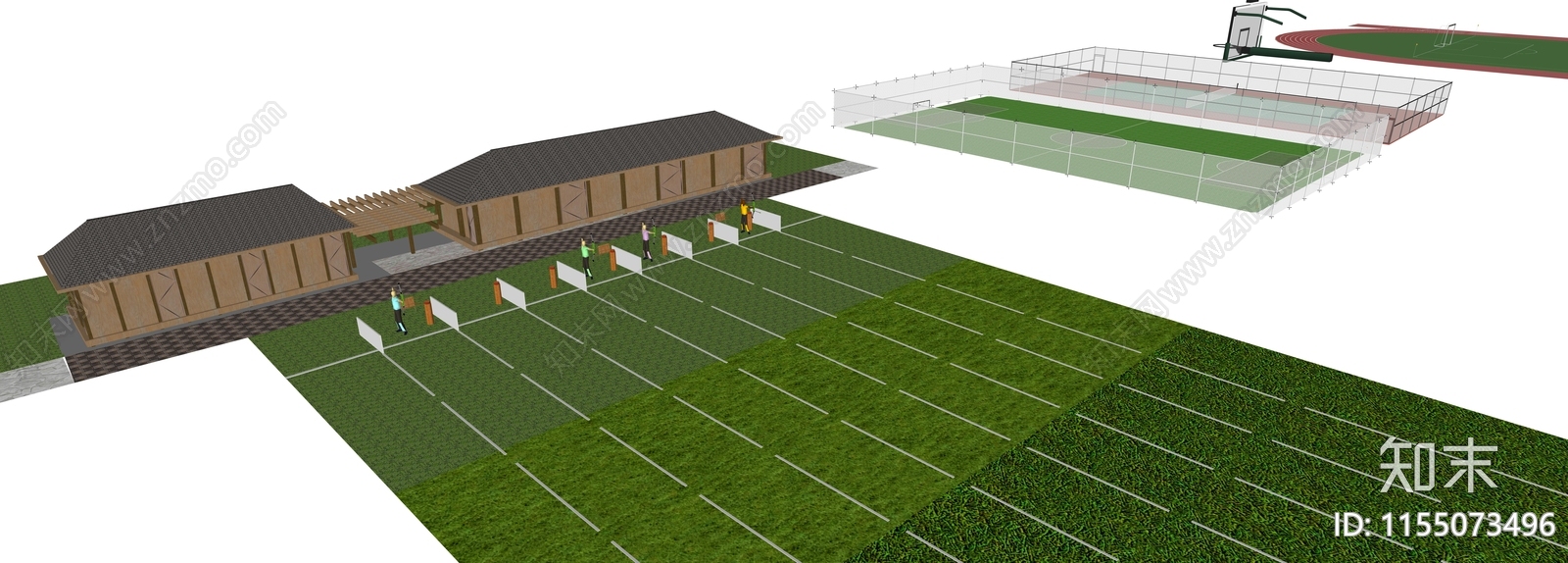 现代篮球场SU模型下载【ID:1155073496】