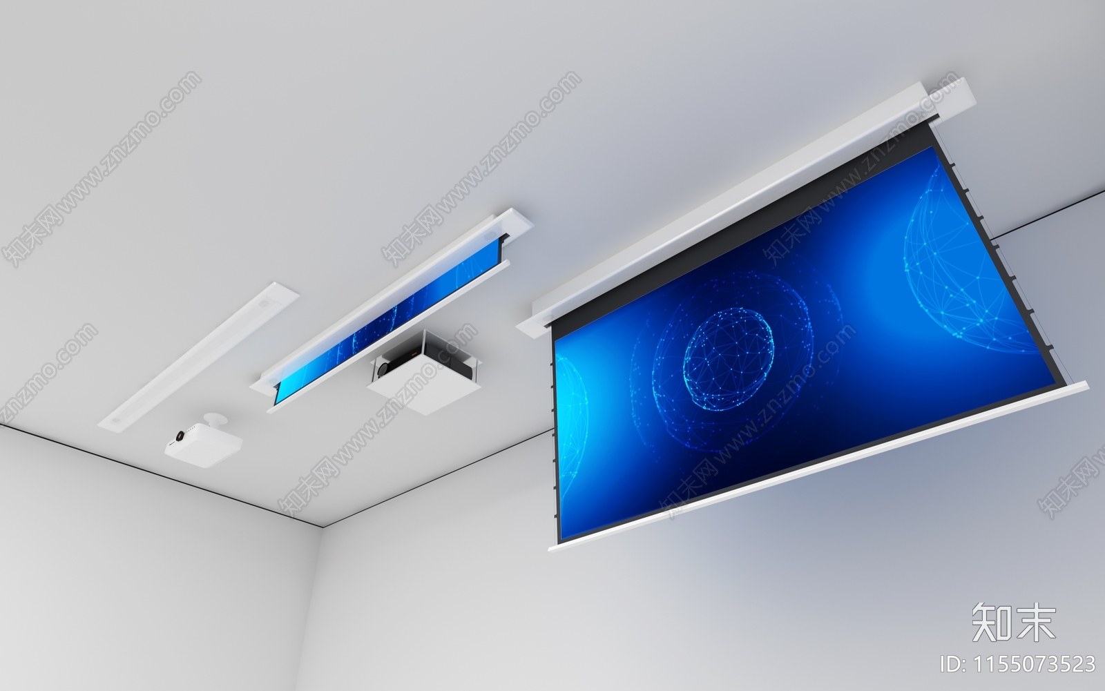 天花隐藏电动幕布3D模型下载【ID:1155073523】