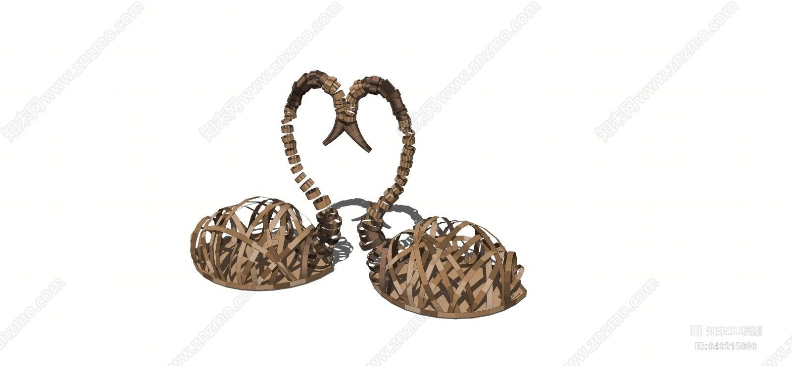 现代抽象镂空天鹅雕塑SU模型下载【ID:646215686】