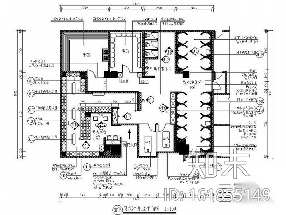 水疗会所男宾冲身区装修图cad施工图下载【ID:161855149】