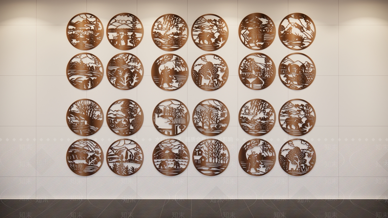 现代24二十四节气窗花剪纸3D模型下载【ID:1155079569】