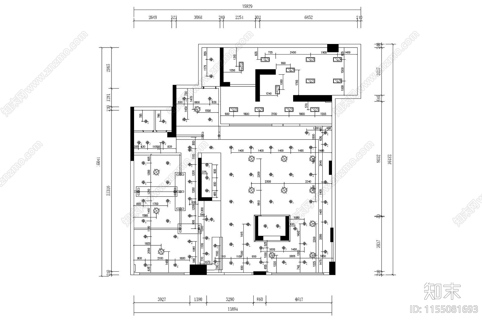 中式火锅店cad施工图下载【ID:1155081693】