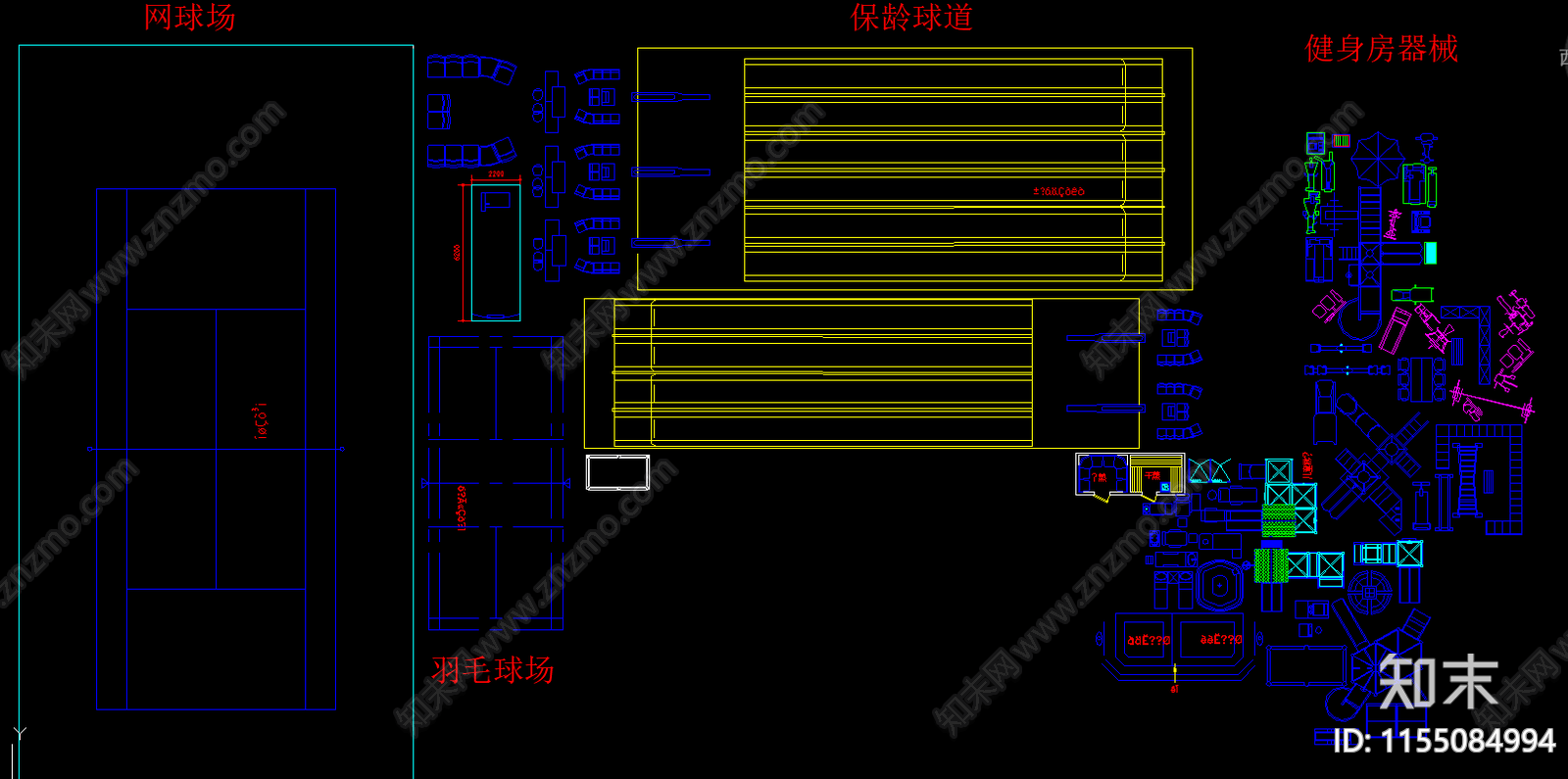 运动类场地健身房器材保龄球道图库施工图下载【ID:1155084994】