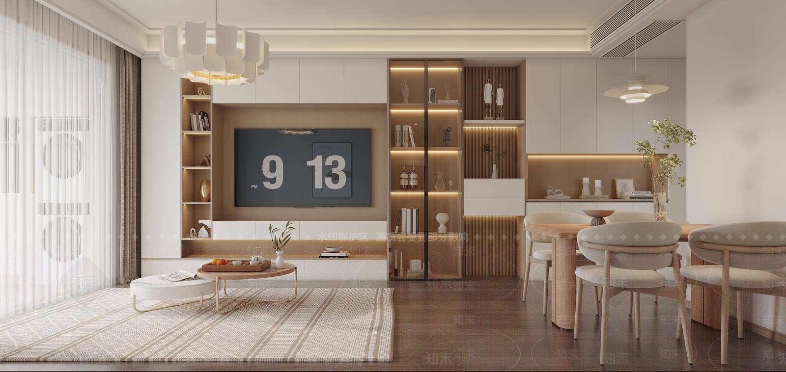 北欧原木客餐厅3D模型下载【ID:1155087056】