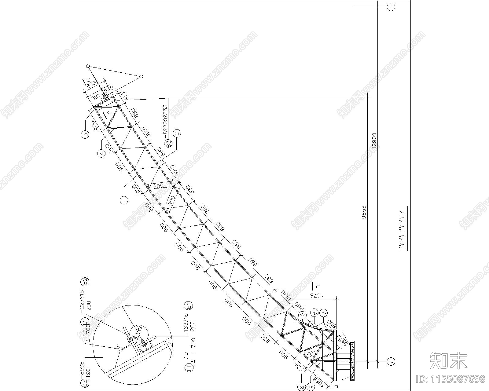 桁架结构详图cad施工图下载【ID:1155087698】