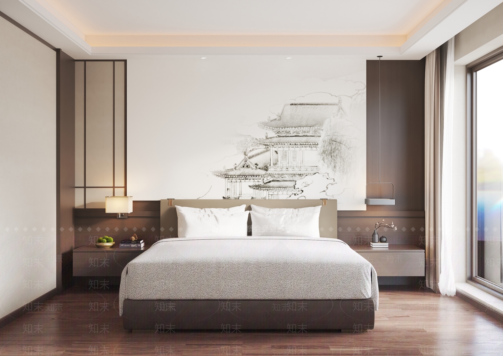 新中式酒店客房SU模型下载【ID:1155116911】