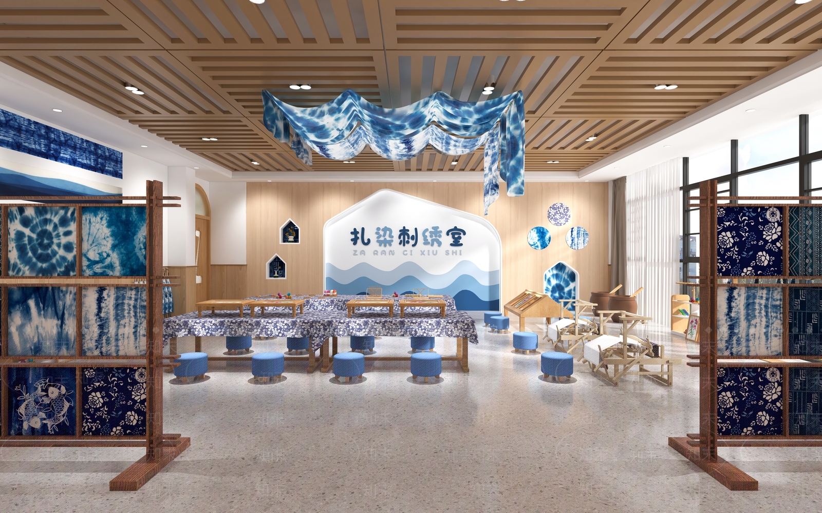现代扎染教室3D模型下载【ID:1155117243】