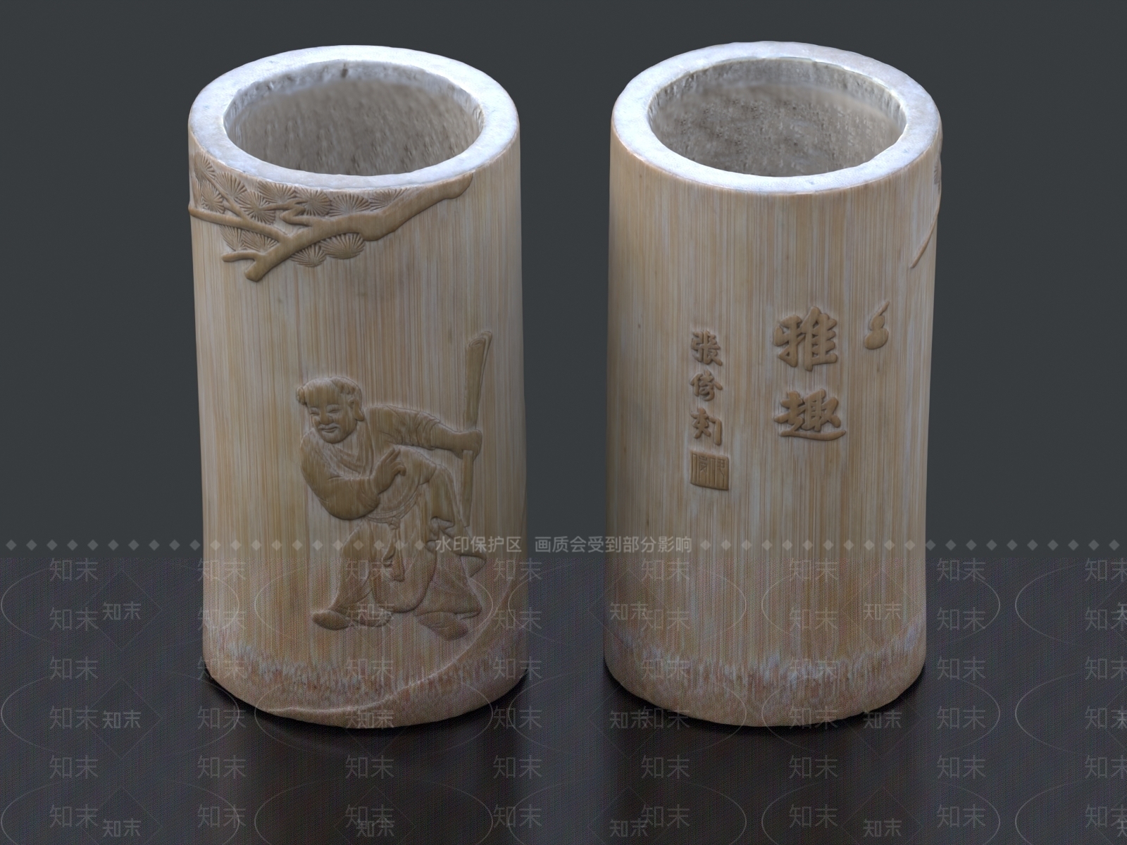 新中式浮雕竹筒3D模型下载【ID:1155118220】