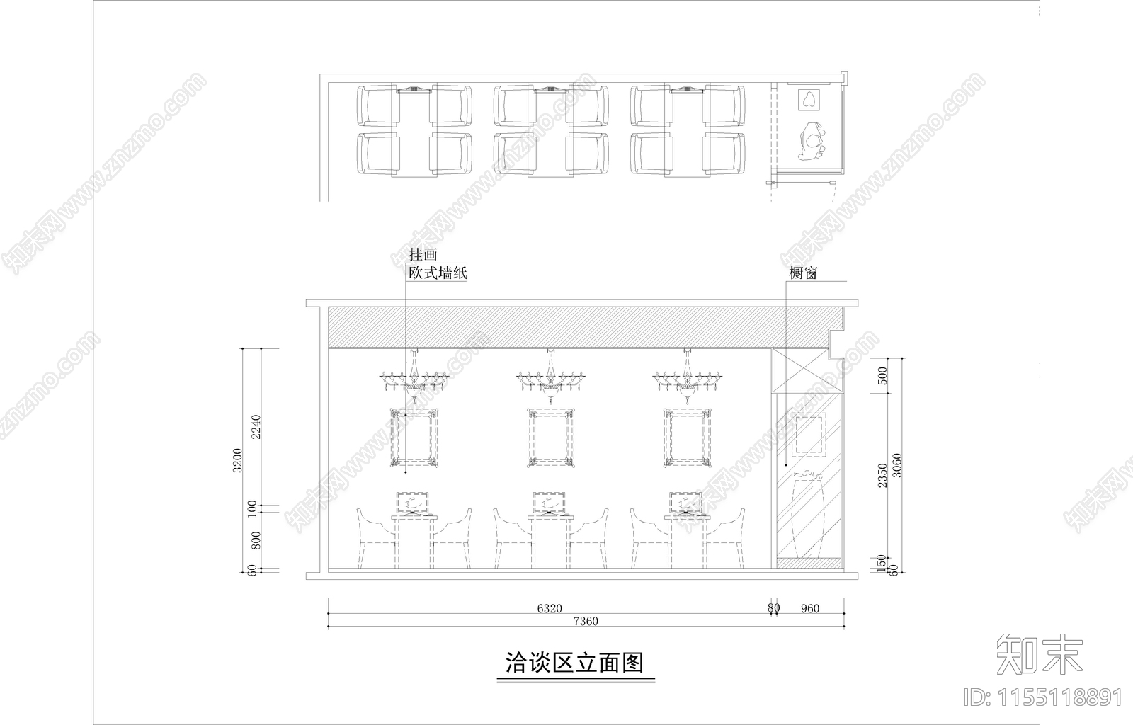 53平米时尚浪漫婚纱店面室内cad施工图下载【ID:1155118891】