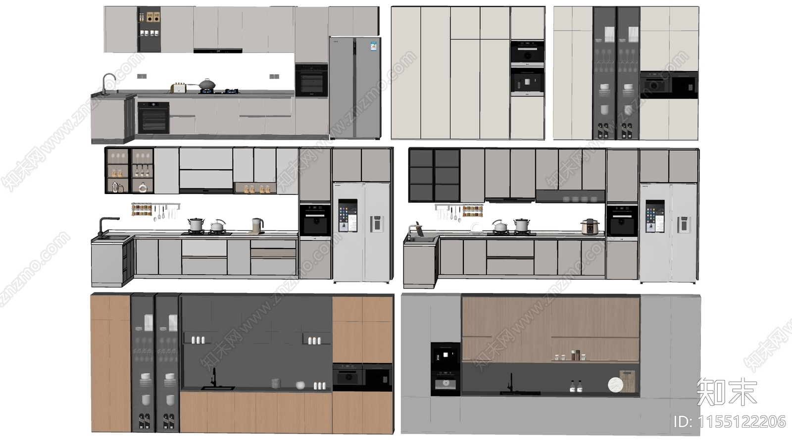 现代厨房橱柜SU模型下载【ID:1155122206】