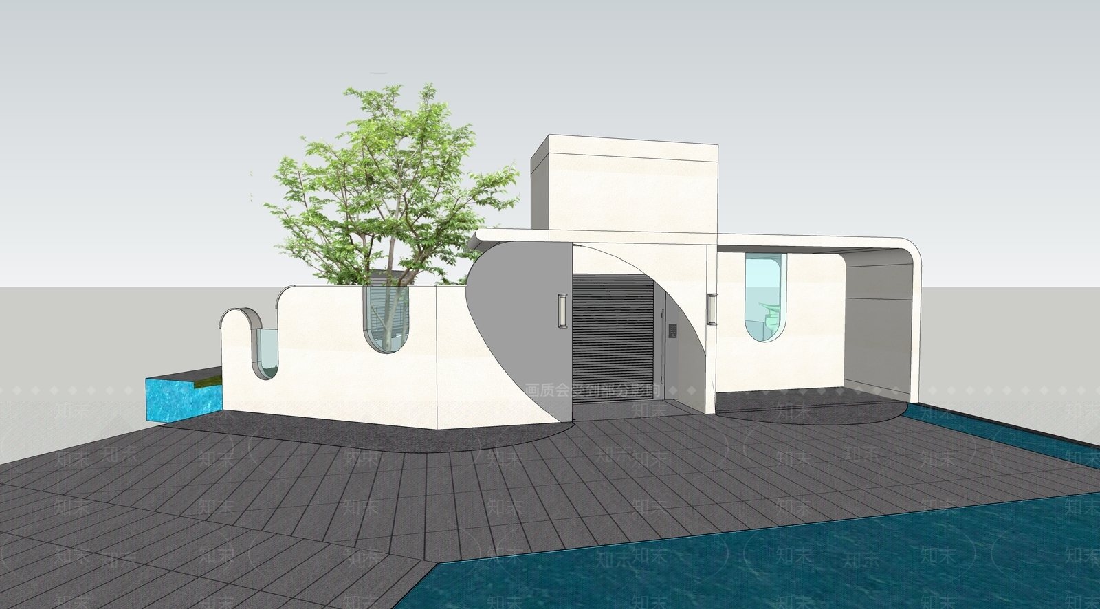 现代别墅庭院大门SU模型下载【ID:1155124798】