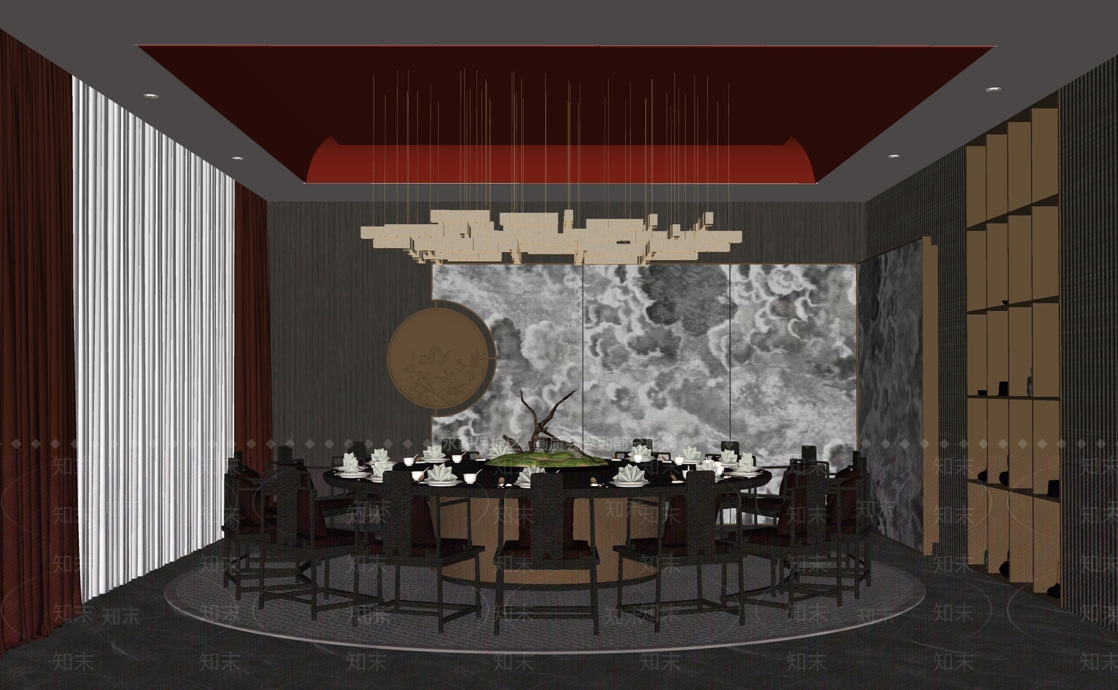 新中式酒店包房SU模型下载【ID:1155128741】