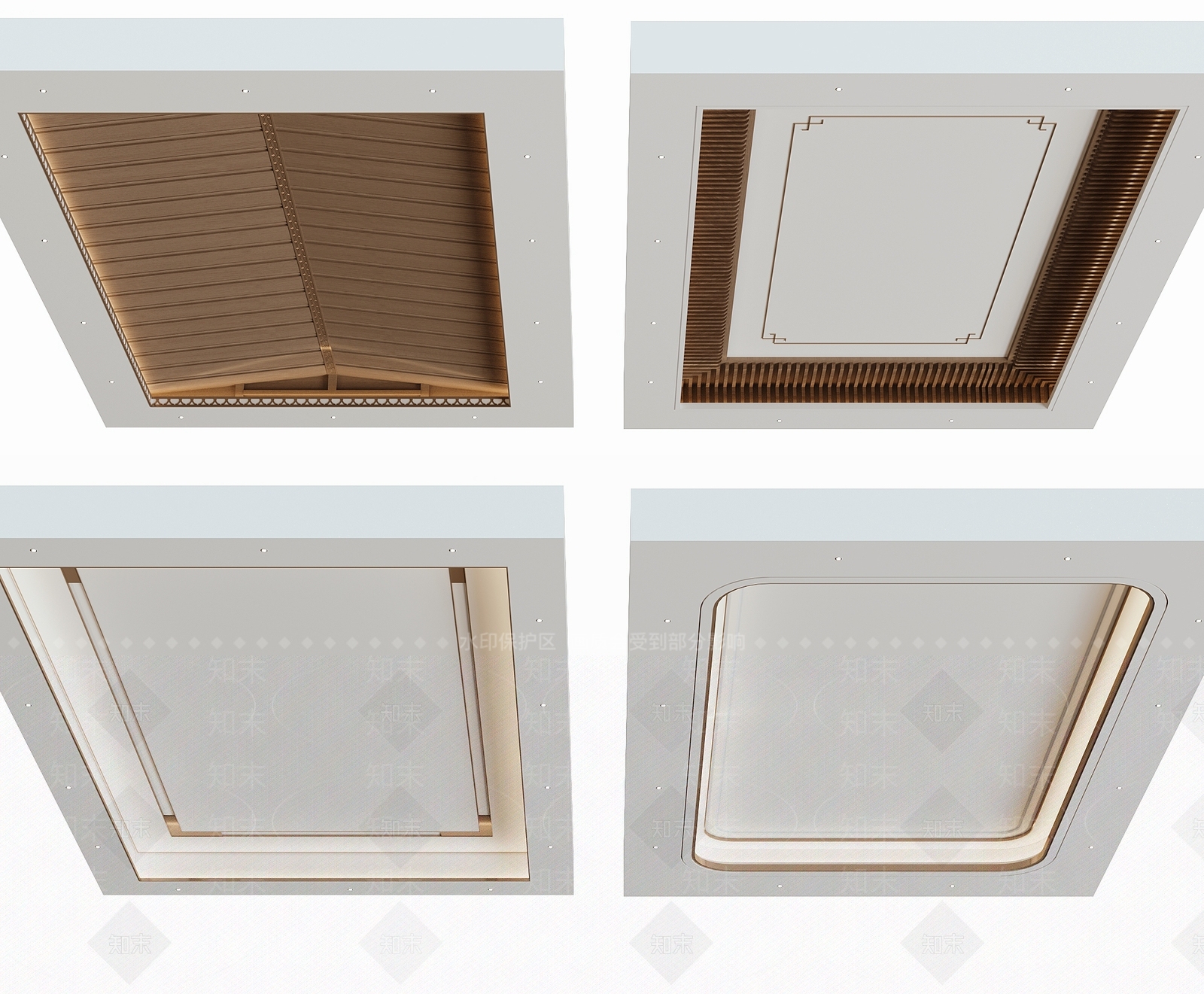 新中式天花吊顶SU模型下载【ID:1155128927】