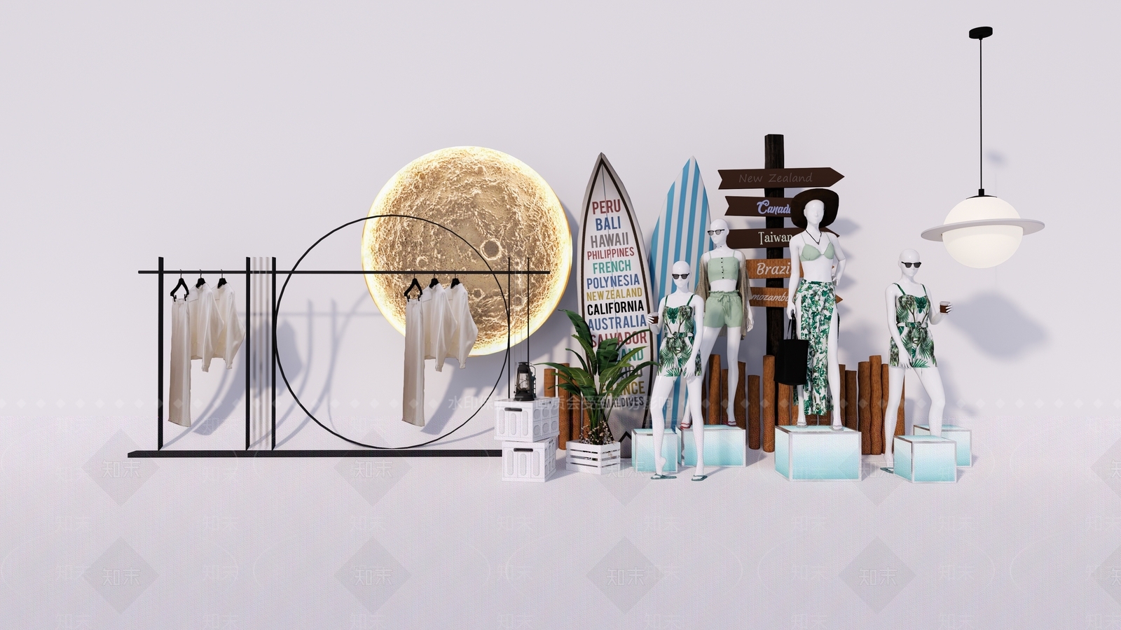 现代模特橱窗美陈SU模型下载【ID:1155134855】