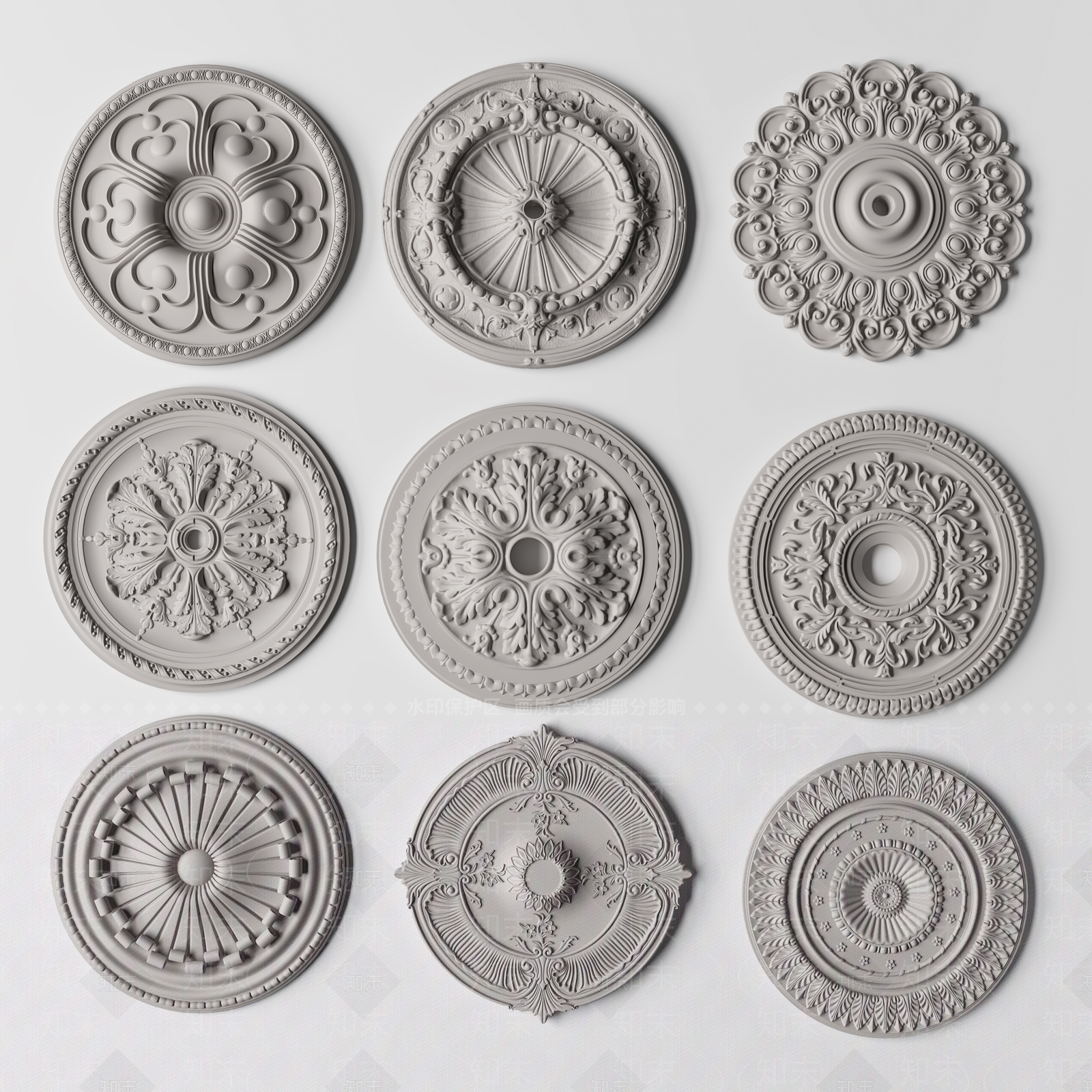 法式雕花灯盘3D模型下载【ID:1155141436】
