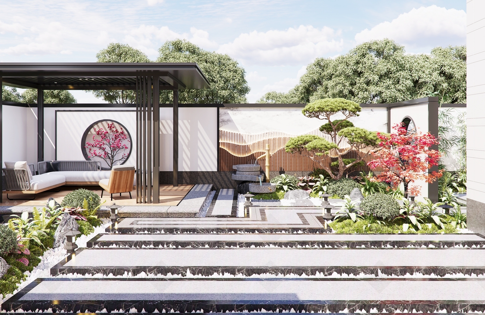 新中式居家庭院3D模型下载【ID:1155143346】
