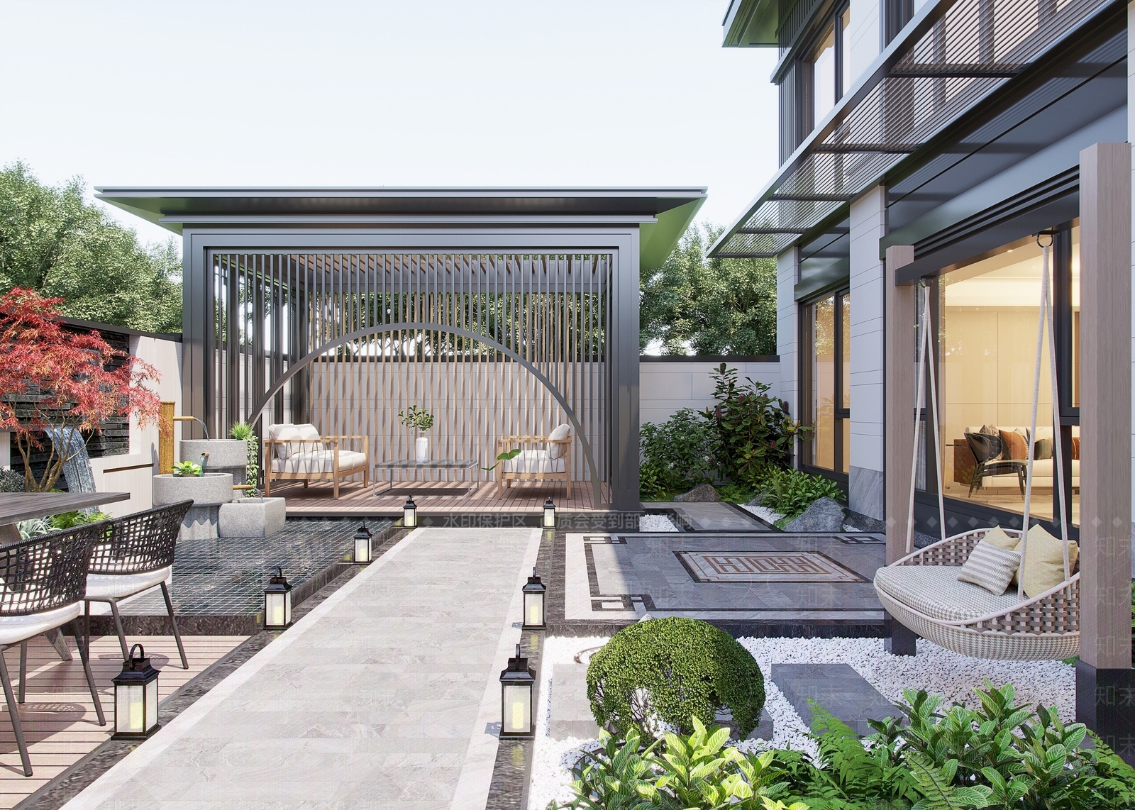 新中式居家庭院3D模型下载【ID:1155143995】
