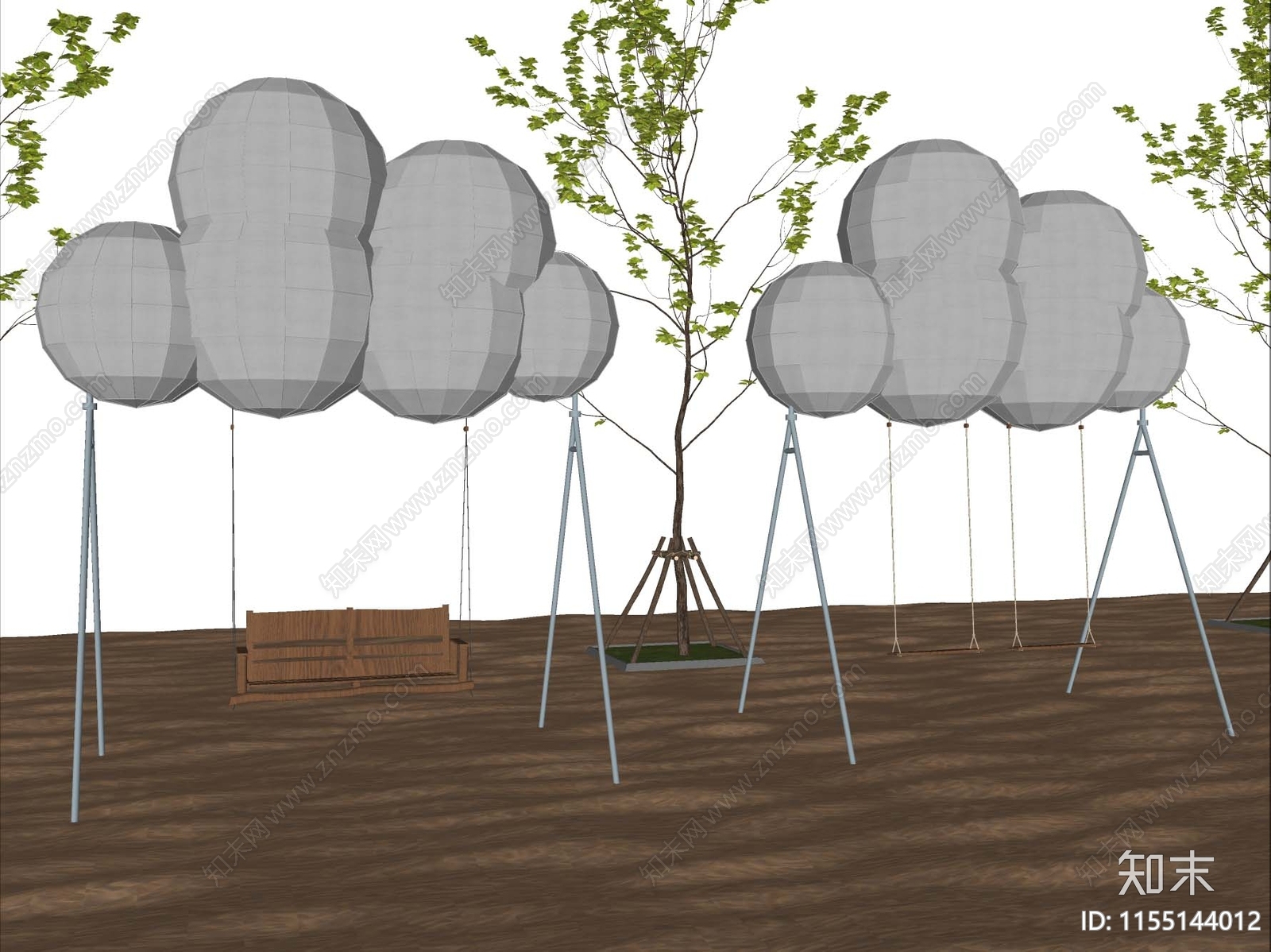 现代充气云朵秋千SU模型下载【ID:1155144012】