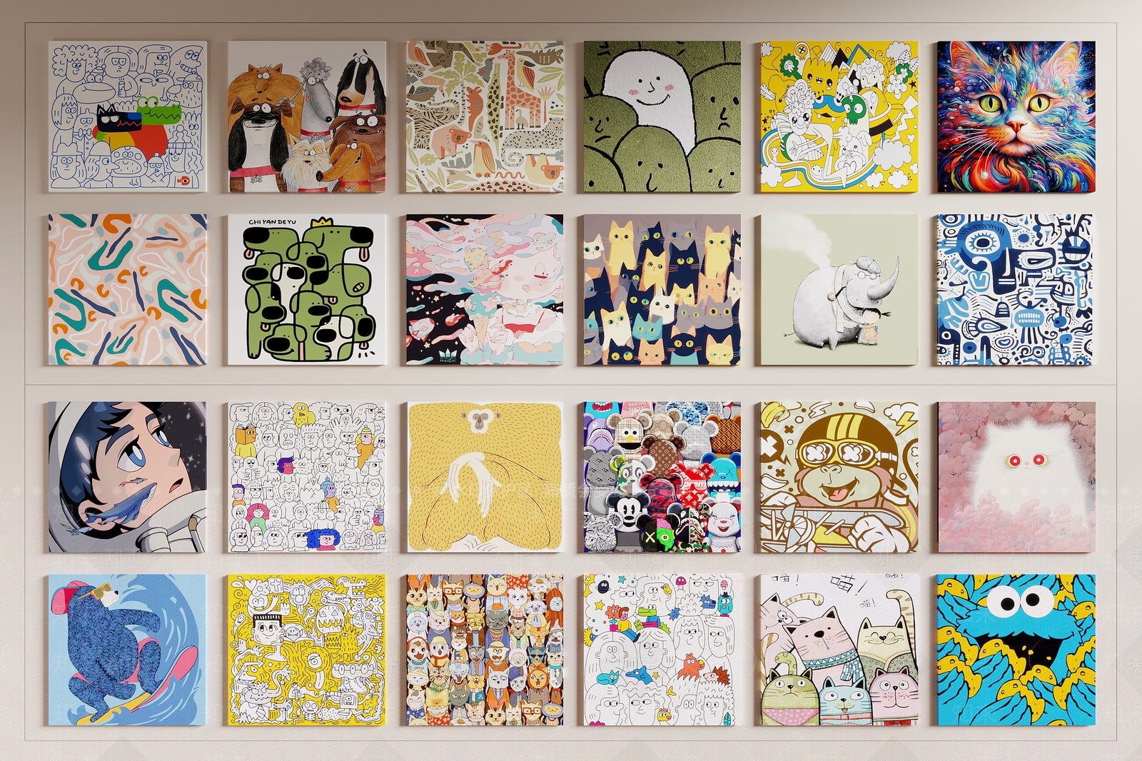 现代装饰画3D模型下载【ID:1155149319】