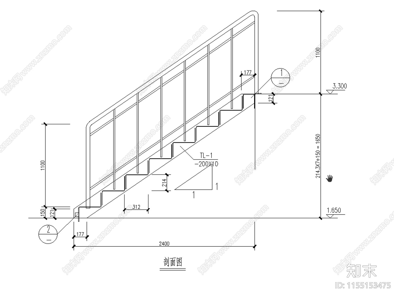 楼梯结cad施工图下载【ID:1155153475】