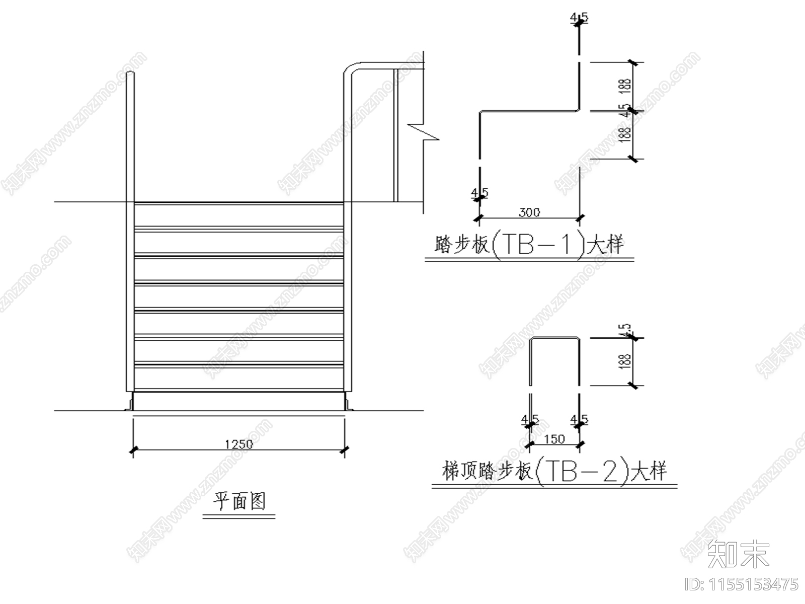 楼梯结cad施工图下载【ID:1155153475】