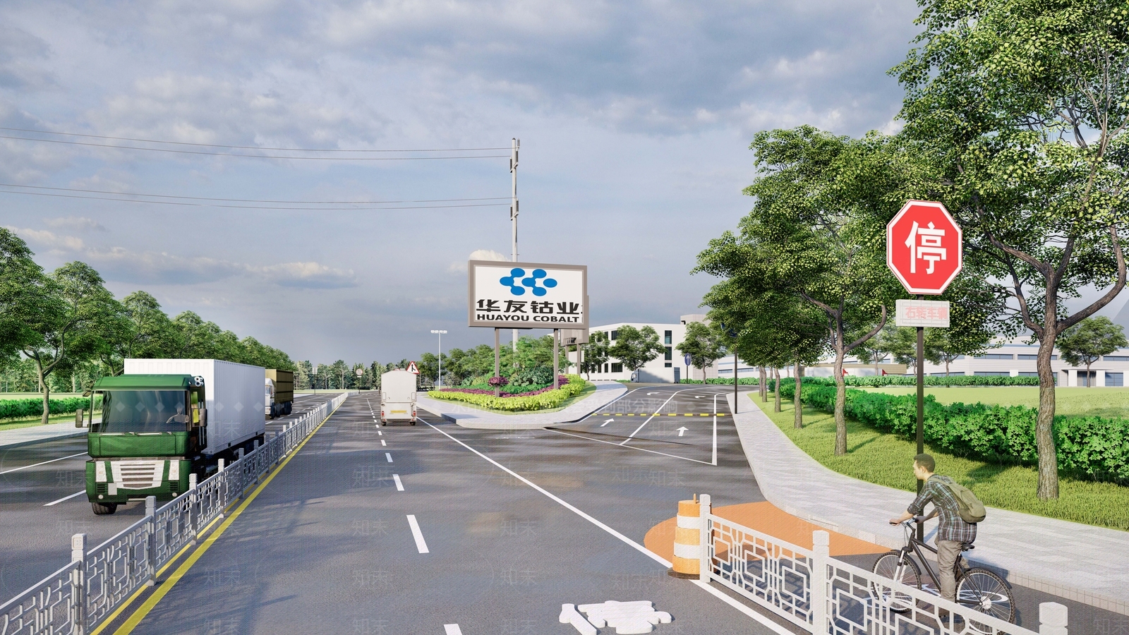 现代道路景观SU模型下载【ID:1155152556】