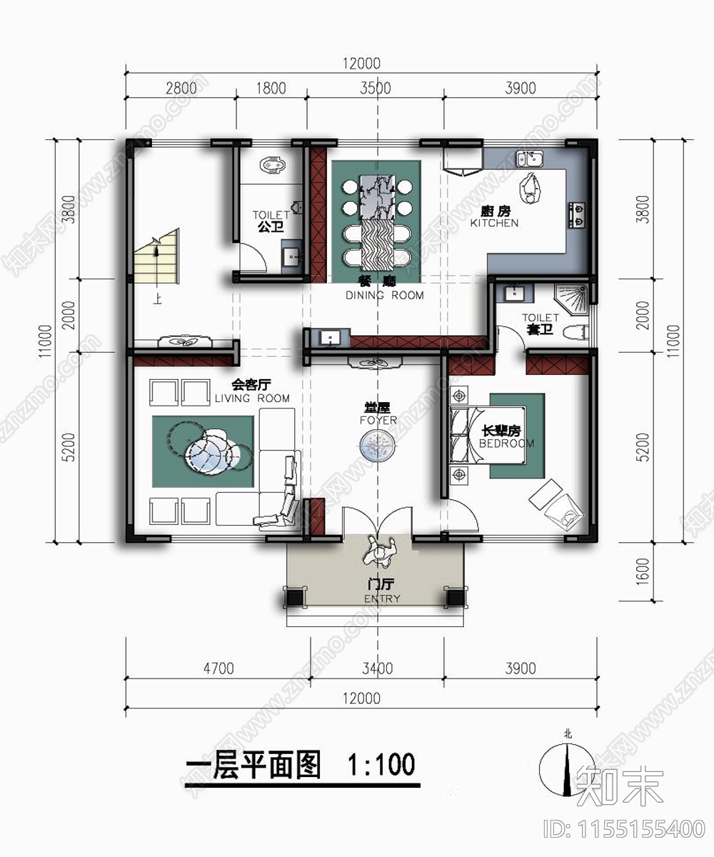 二层农村自建房户型12施工图下载【ID:1155155400】