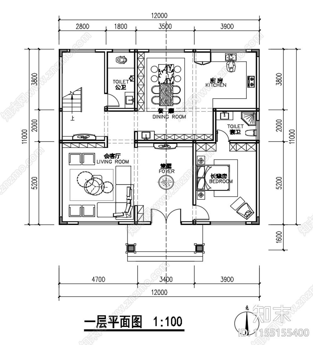 二层农村自建房户型12施工图下载【ID:1155155400】