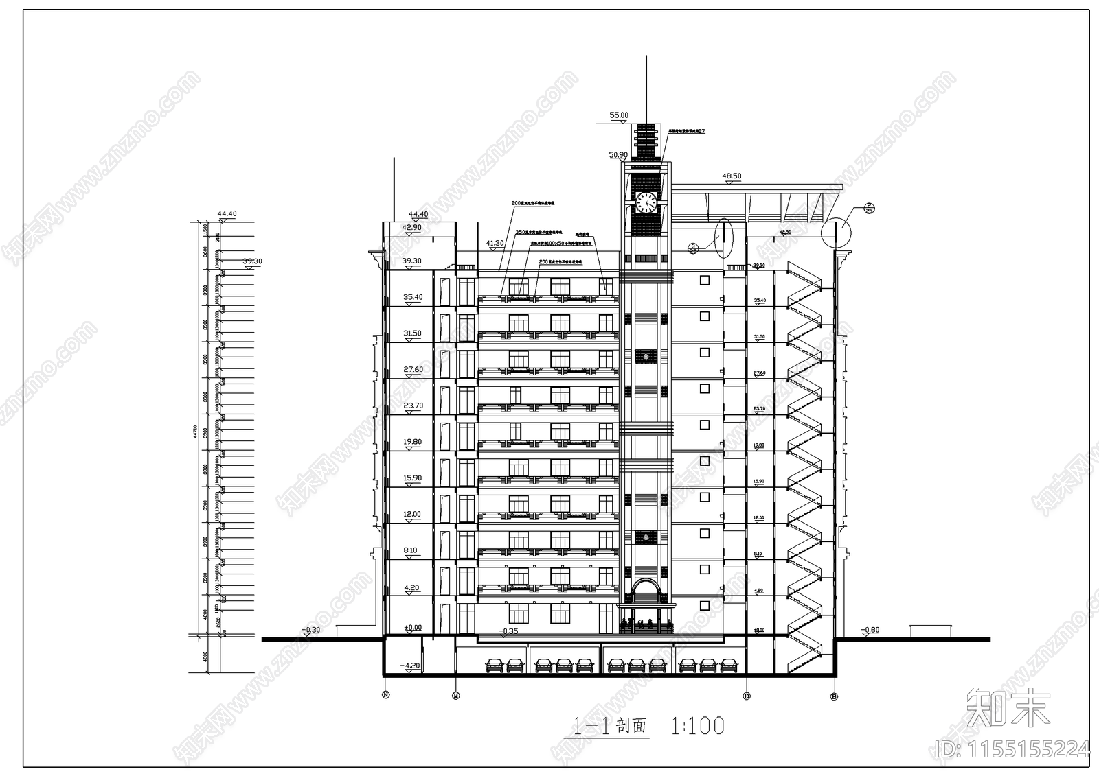 大学高层教学综合楼全套建施图cad施工图下载【ID:1155155224】