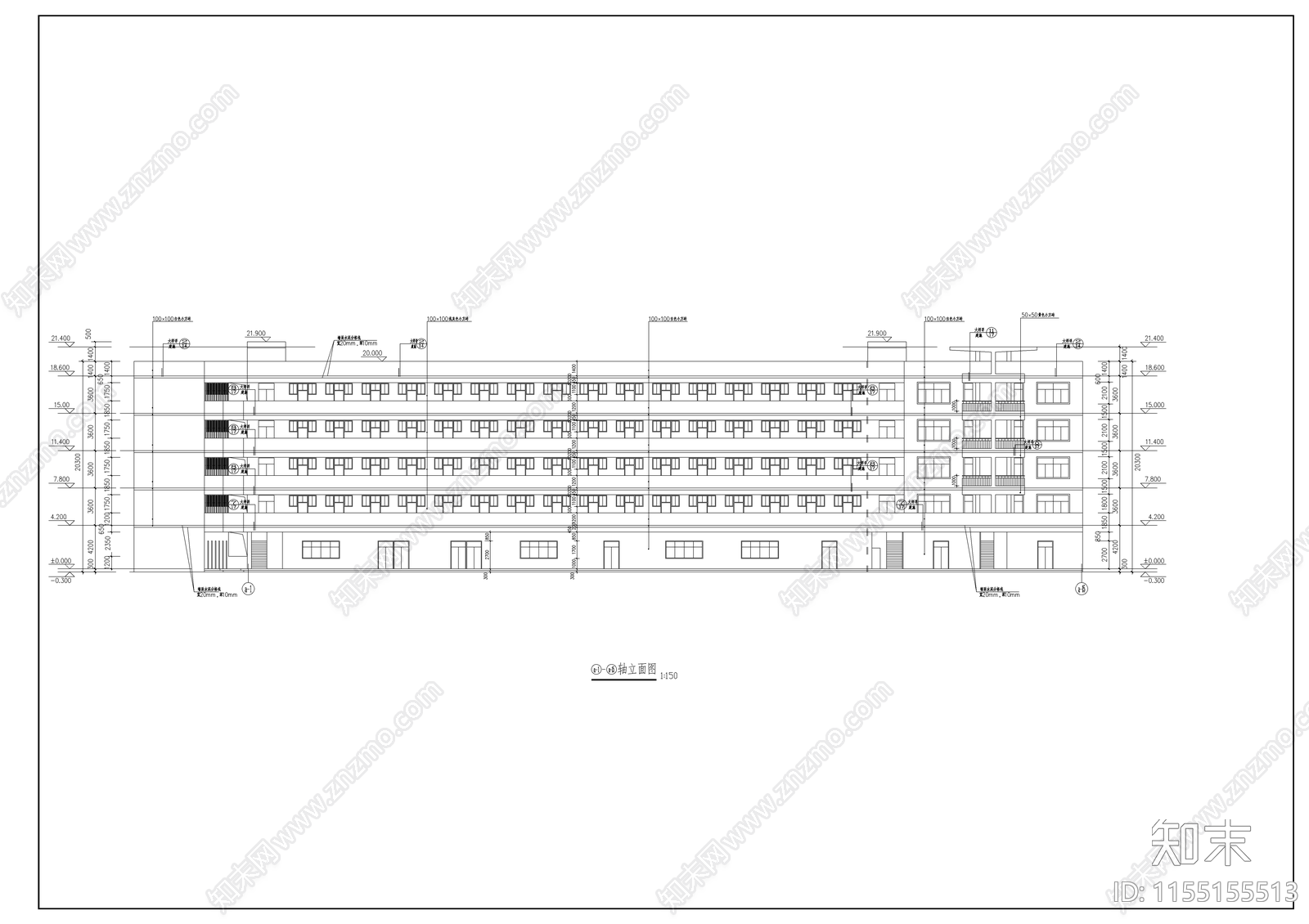 大学宿舍全cad施工图下载【ID:1155155513】
