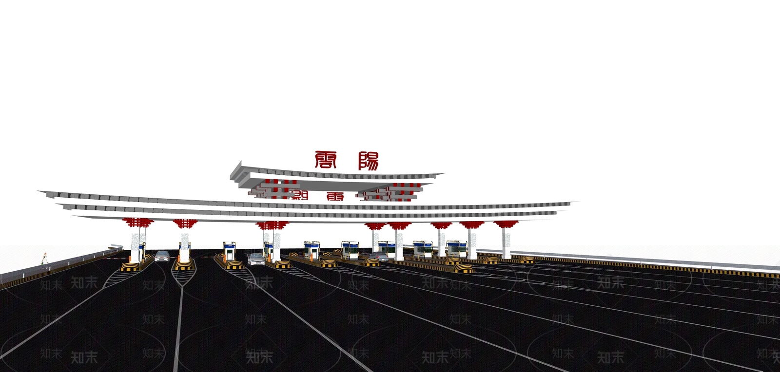 新中式收费站SU模型下载【ID:1155159033】
