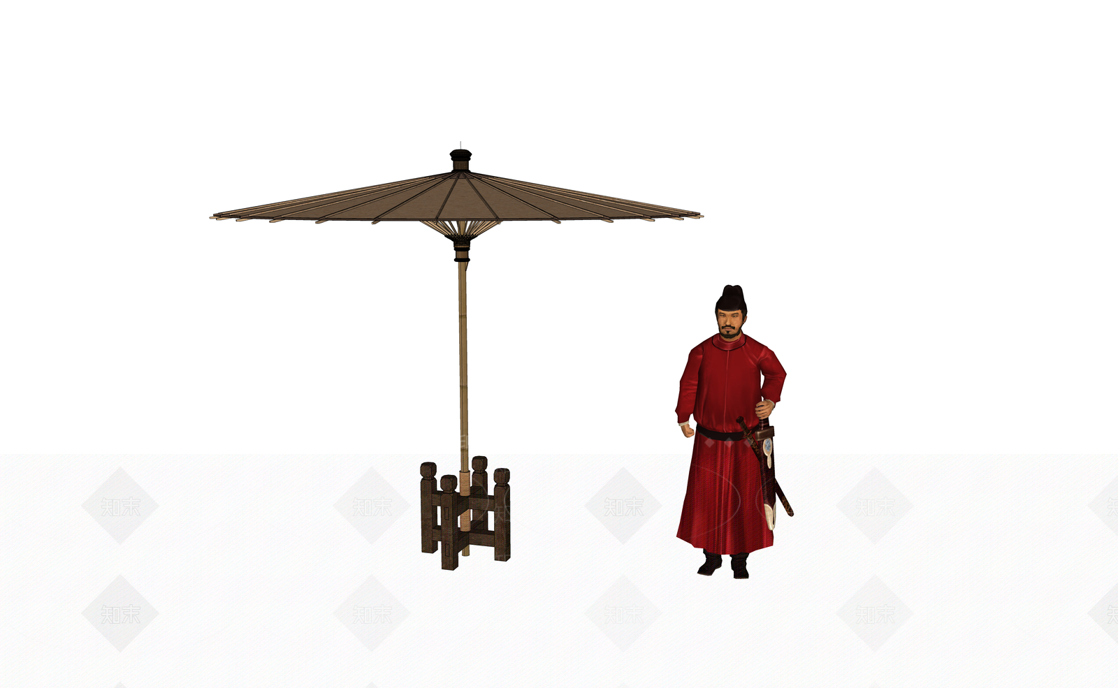 中式古代遮阳伞SU模型下载【ID:1155163156】