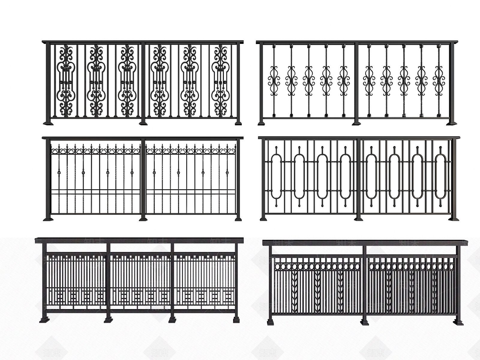 现代铁艺栏杆3D模型下载【ID:1155161372】