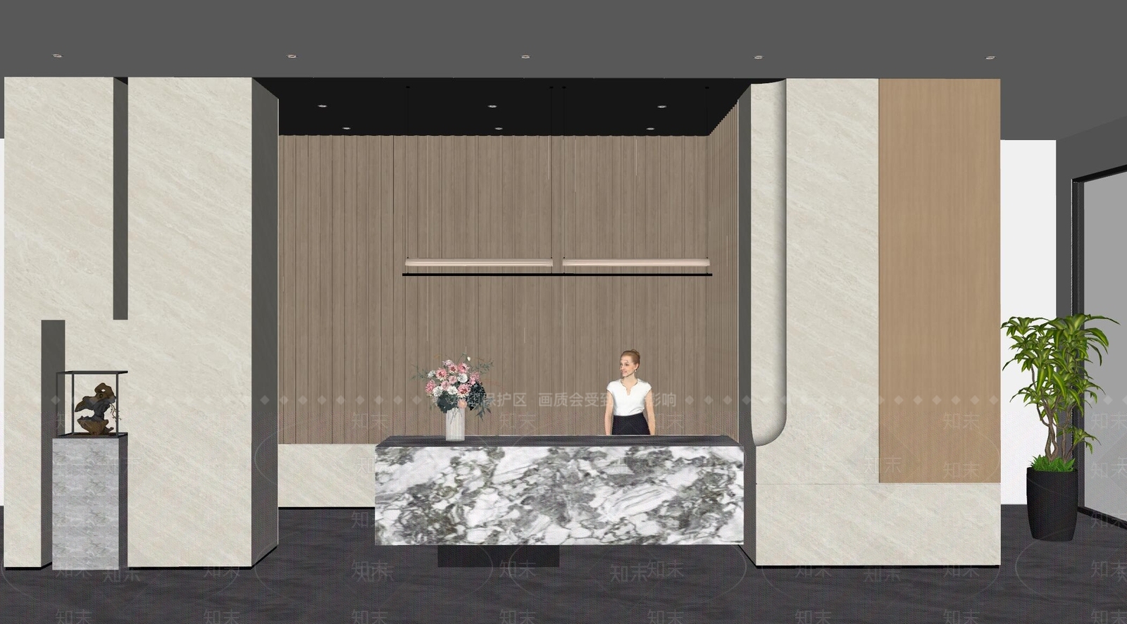 现代办公大堂SU模型下载【ID:1155162503】