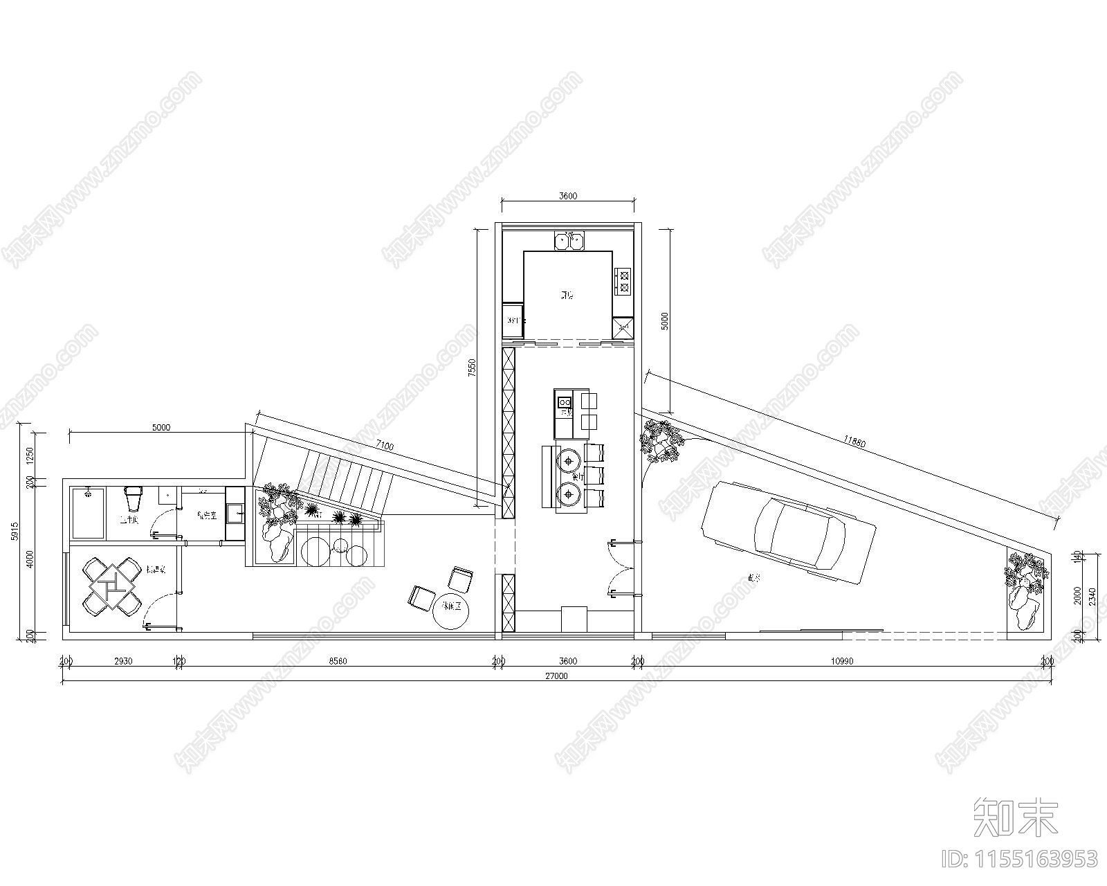 异形别墅平面方案cad施工图下载【ID:1155163953】