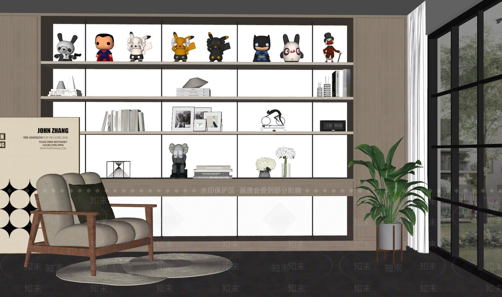 现代书架SU模型下载【ID:1155167073】